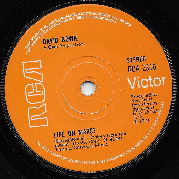 David Bowie : Life On Mars? (7", Single, Sol)