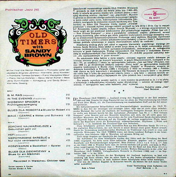 Old Timers with Sandy Brown (3) : Polnischer Jazz Nr. 16 (LP, Album)