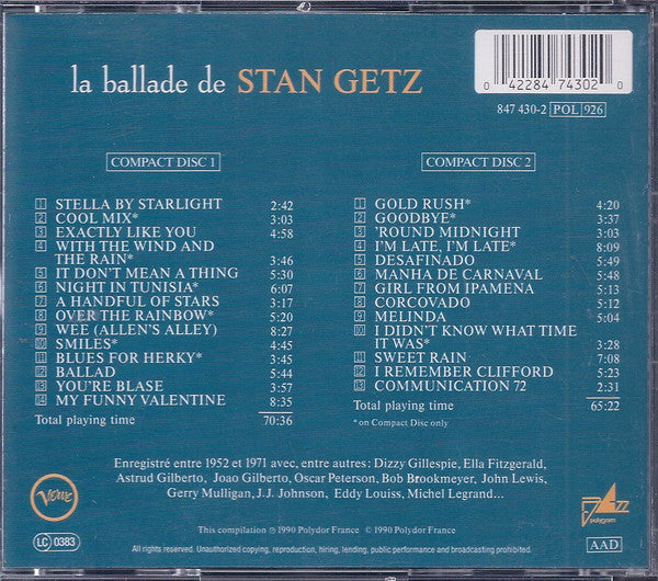 Stan Getz : La Ballade De Stan Getz (2xCD, Comp)