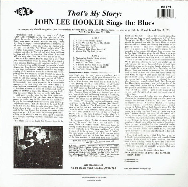 John Lee Hooker : That's My Story John Lee Hooker Sings The Blues (LP, Album, RE)