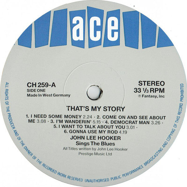 John Lee Hooker : That's My Story John Lee Hooker Sings The Blues (LP, Album, RE)