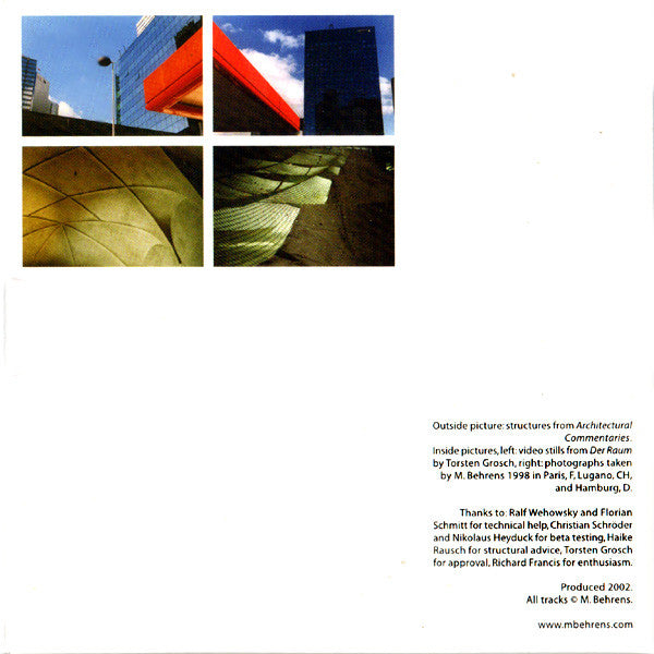 M. Behrens* : Architectural Commentaries (CD, Album)
