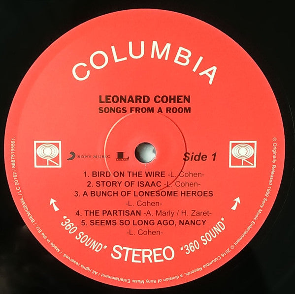 Leonard Cohen : Songs From A Room (LP, Album, RE, RP, 180)