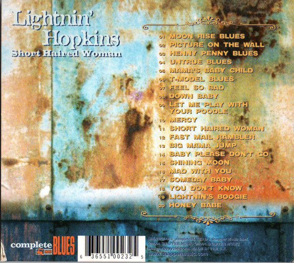 Lightnin' Hopkins : Short Haired Woman (CD, Comp)