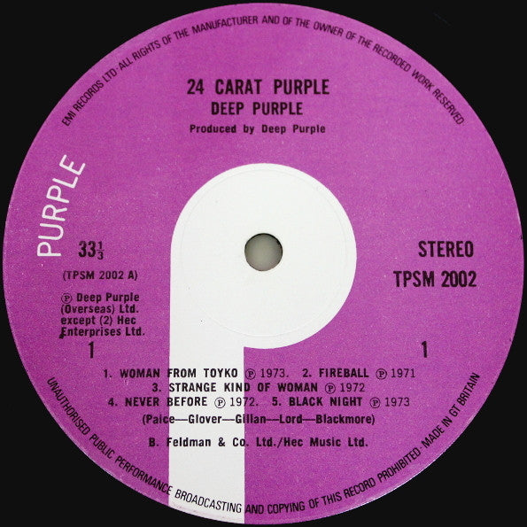 Deep Purple : 24 Carat Purple (LP, Comp)