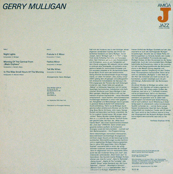 Gerry Mulligan : Gerry Mulligan (LP, Album, RE, Blu)