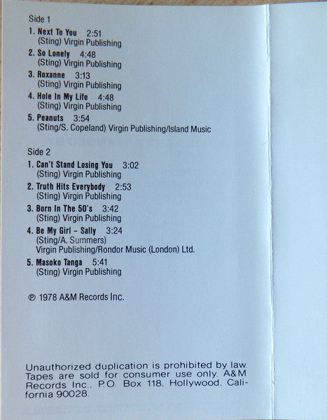 The Police : Outlandos D'Amour (Cass, Album, RE)