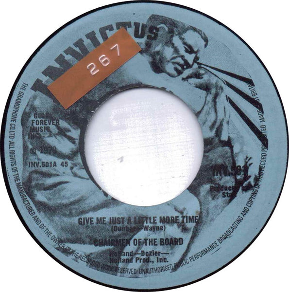 Chairmen Of The Board : Give Me Just A Little More Time (7", Single, Bla)