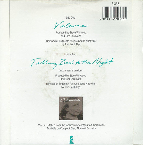 Steve Winwood : Valerie (7", Pap)
