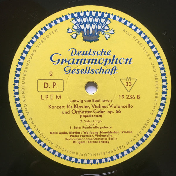 Ludwig van Beethoven - Géza Anda, Wolfgang Schneiderhan, Pierre Fournier, Radio-Symphonie-Orchester Berlin, Ferenc Fricsay : Tripelkonzert = Triple Concerto (LP, Mono)