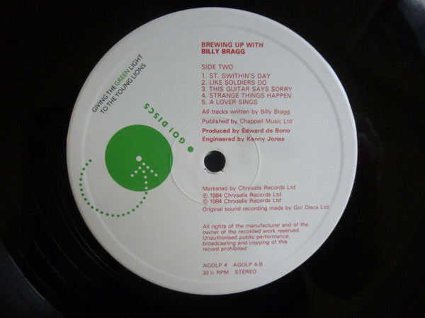 Billy Bragg : Brewing Up With Billy Bragg (LP, Album, Lab)
