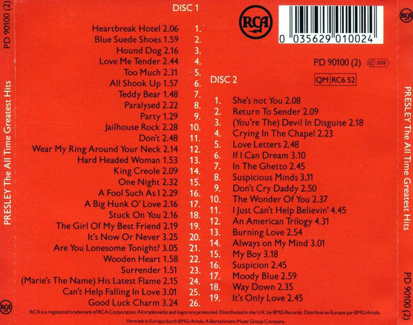 Presley* : The All Time Greatest Hits (2xCD, Comp, RE, RM, Jew)