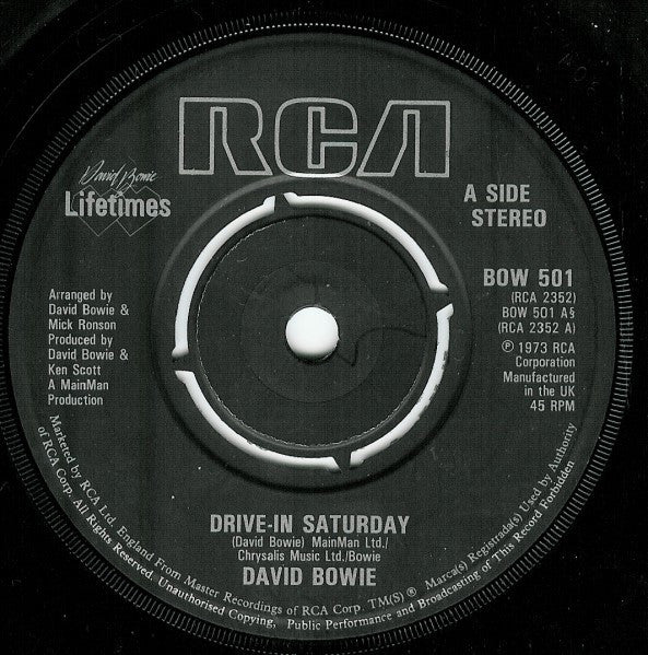 David Bowie : Drive-In Saturday (7", Single, RE)