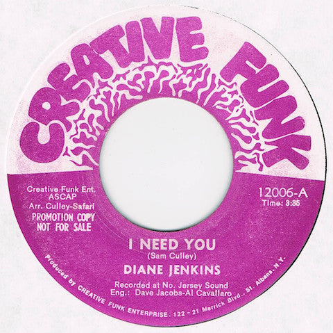 Diane Jenkins : I Need You (7", Single, Promo, Rei)