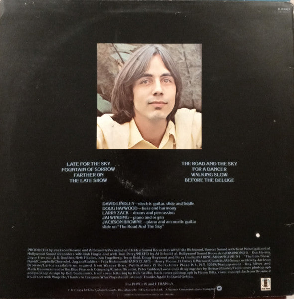 Jackson Browne : Late For The Sky (LP, Album, RE)