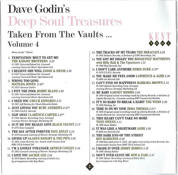 Dave Godin : Deep Soul Treasures (Taken From The Vaults...) (Volume 4) (CD, Comp, Uni)