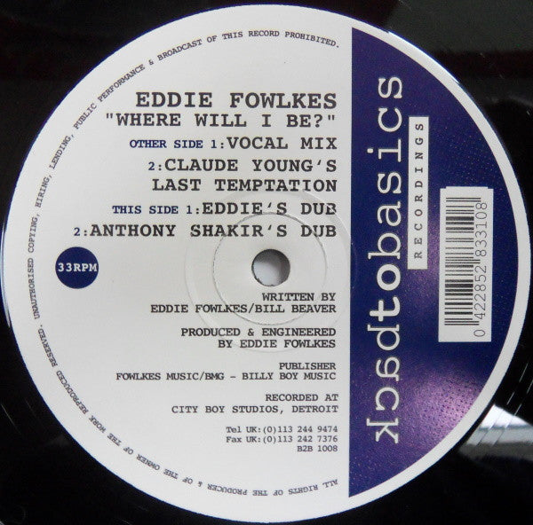 Eddie Fowlkes : Where Will I Be? (12")