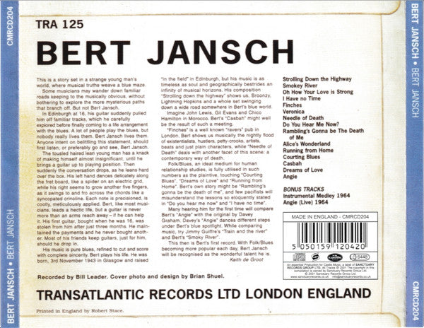 Bert Jansch : Bert Jansch (CD, Album, RE, RM)
