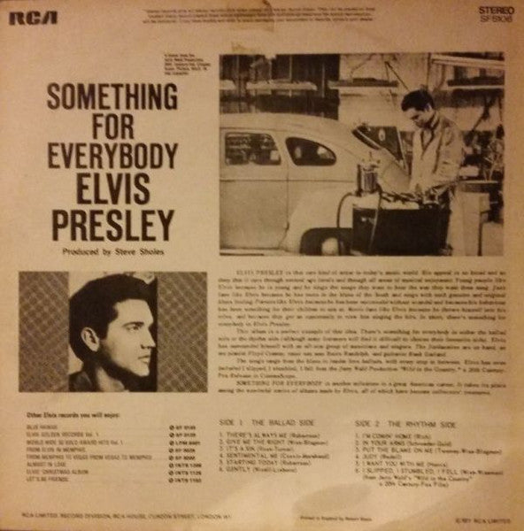 Elvis Presley With The Jordanaires : Something For Everybody (LP, Album, RE)