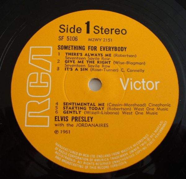 Elvis Presley With The Jordanaires : Something For Everybody (LP, Album, RE)