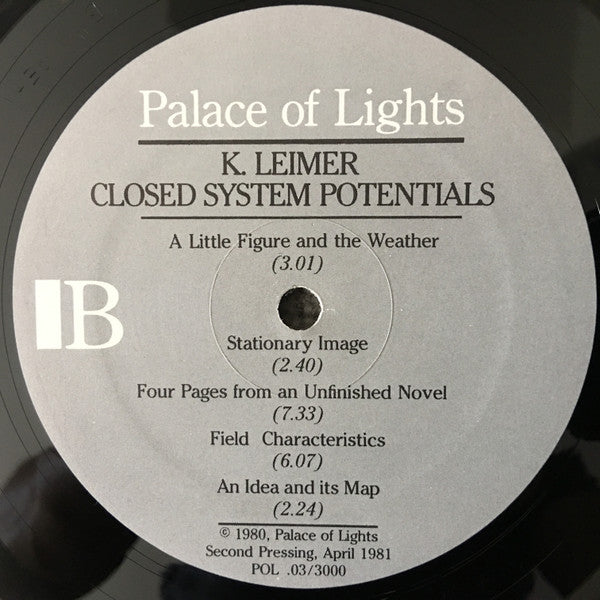 K. Leimer : Closed System Potentials (LP, Album, RP)