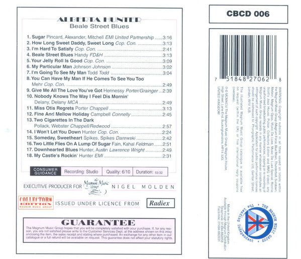 Alberta Hunter : Beale Street Blues: Collectors Edition (1921-40) (CD, Comp, RM)