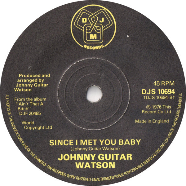 Johnny Guitar Watson : I Need It (7", Single, Sol)