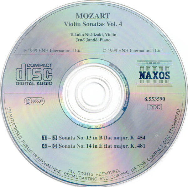 Mozart*, Takako Nishizaki, Jenö Jandó : Violin Sonatas Vol. 4 (CD, Album)