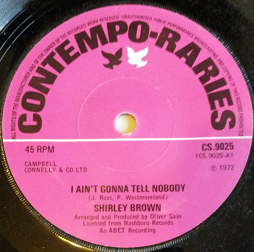 Shirley Brown : I Ain't Gonna Tell Nobody (7", Single, RE, Sol)