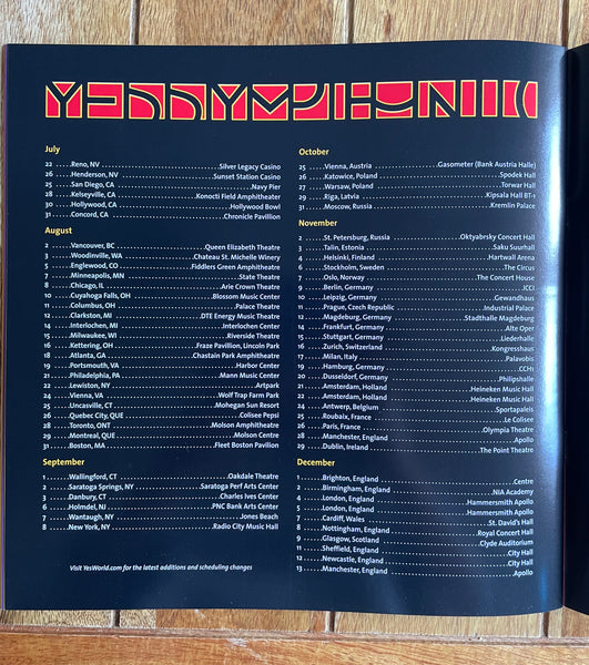 Yes - Symphonic Tour Programme 2001
