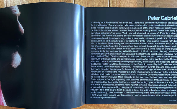 Peter Gabriel - Growing Up Tour Programme 2003