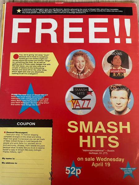 Smash Hits Magazine April 1989 - Madonna, Kylie Minogue, Paula Abdul