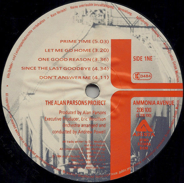 The Alan Parsons Project : Ammonia Avenue (LP, Album)