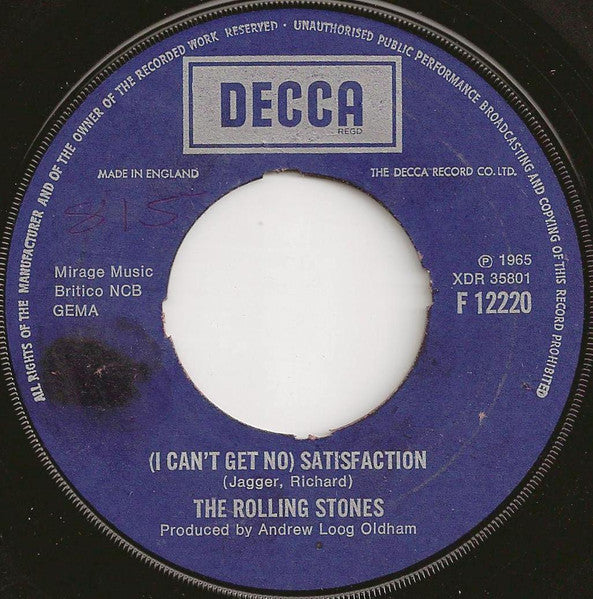 The Rolling Stones : (I Can’t Get No) Satisfaction (7", Single, RE, Pus)