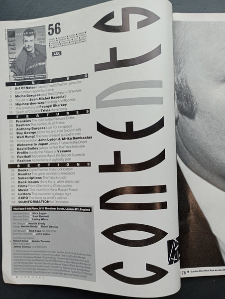 The Face magazine #56 December 1984 Frankie goes to Hollywood, Boy George, Jean'Michel Basquiat, Punk Vs Funk!