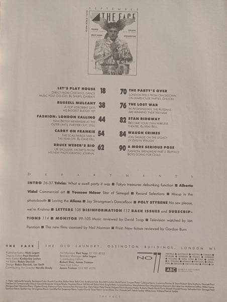 The Face Issue 77 September 1986 Frankie Goes To Hollywood, House Music born in Chicago, Warehouse Raves - a cause for concern, London calling - the best in British menswear
