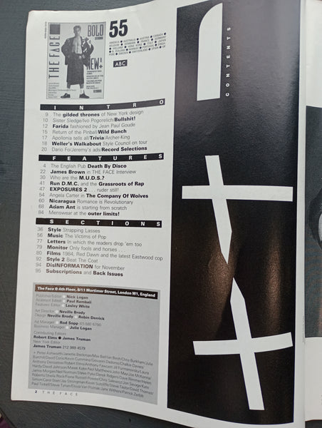 The Face magazine #55 November 1984 James Brown, Style Council, Run DMC, Adam Ant, Nicaragua: the revolution of youth