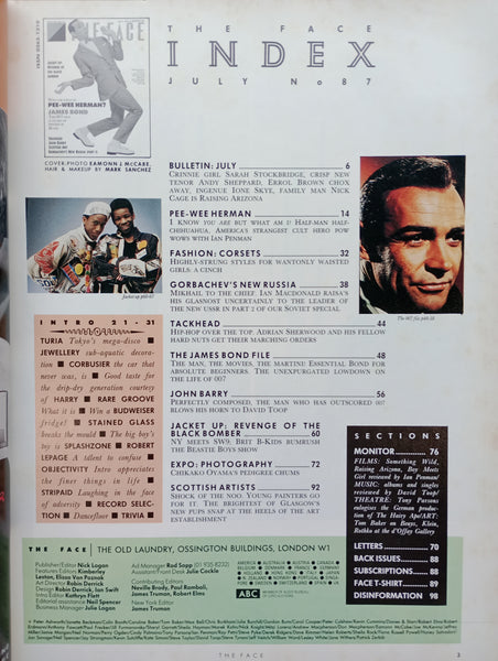 The Face magazine #87 July 1987 Pee-Wee Herman, James Bond, Gorbachev's New Russia Pt 2