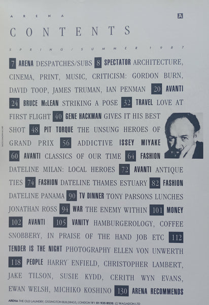 Arena magazine Issue 3 Gene Hackman, Jonathan Ross, Bruce McLean, Issy Miyake