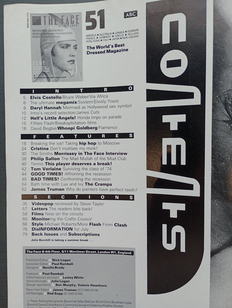The Face magazine #51 July 1984 The Smiths, The Cramps, Daryl Hannah, Taking Hip Hop to the Kremlin