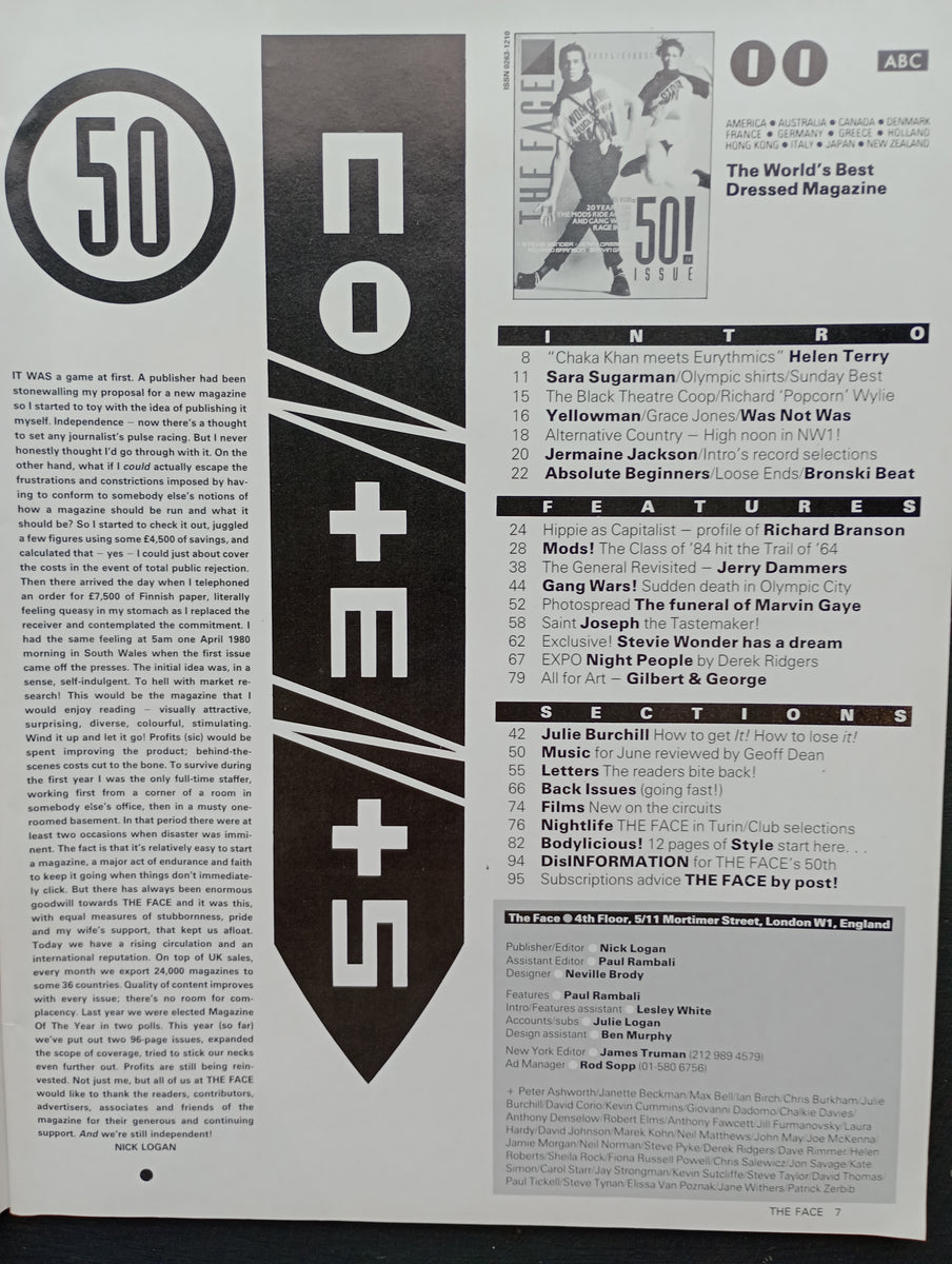 The Face magazine #50 Celebrating the 50th Issue! Mods ride again, Ste ...
