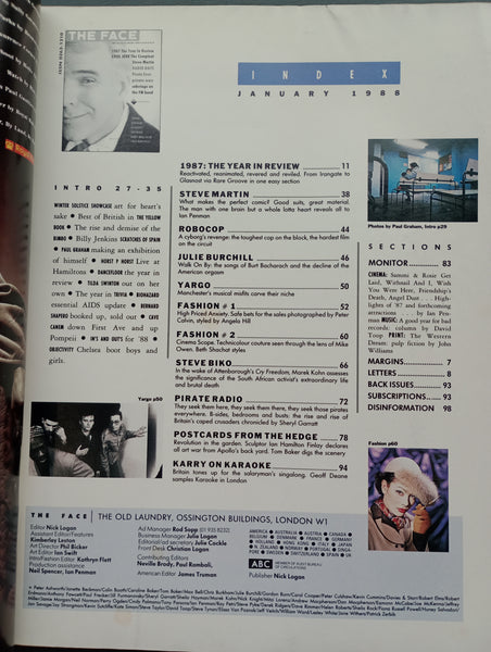 The Face magazine #93 January 1988 - 1987 The year in review, Steve Martin,Julie Birchill