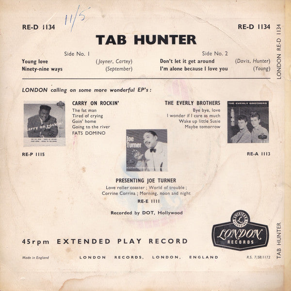 Tab Hunter : Young Love (7", EP)