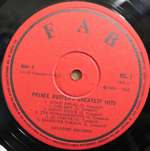 Buy Prince Buster : Fabulous Greatest Hits (LP, Comp) Online for a