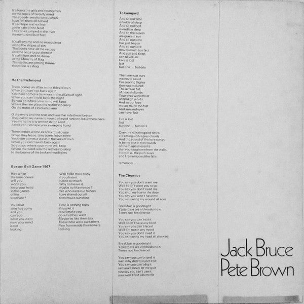 Jack Bruce : Songs For A Tailor (LP, Album, Lam)