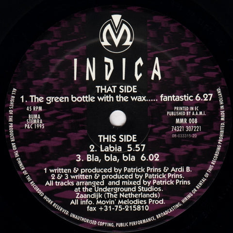 Indica : The Green Bottle With The Wax..... Fantastic (12")