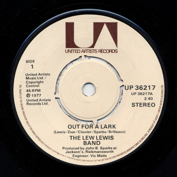 The Lew Lewis Band Out For A Lark (You'd Better) Watch Yourself (7