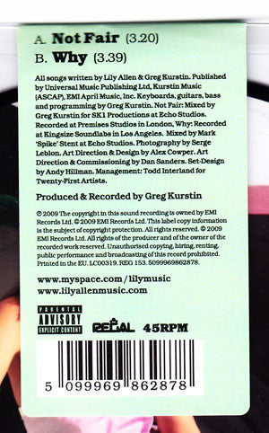 Lily Allen : Not Fair (7", Single, Pic)