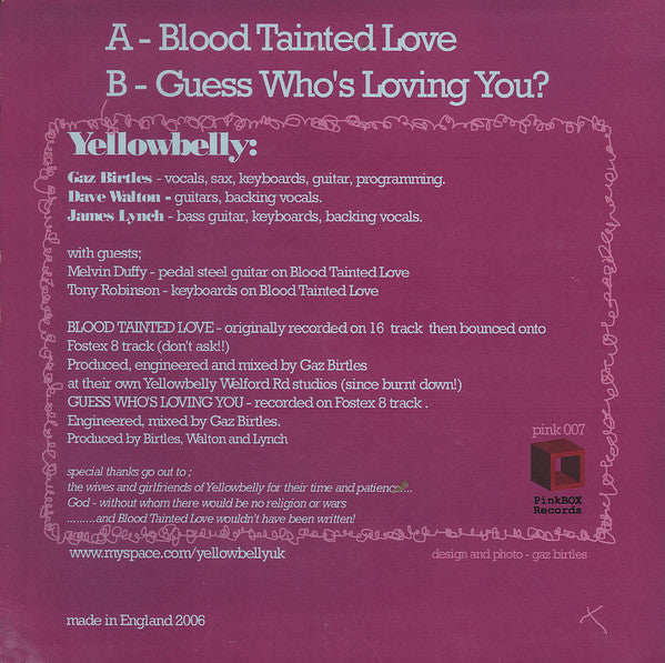 Yellowbelly : Blood Tainted Love (7", Blu)