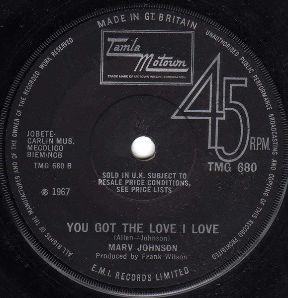 Marv Johnson : I'll Pick A Rose For My Rose  (7", Single, Sol)